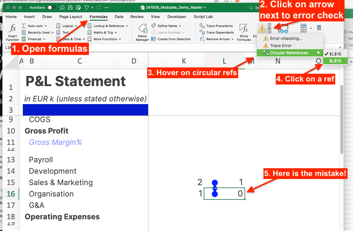 There are one or more circular references where a formula refers to its own cell either directly or indirectly